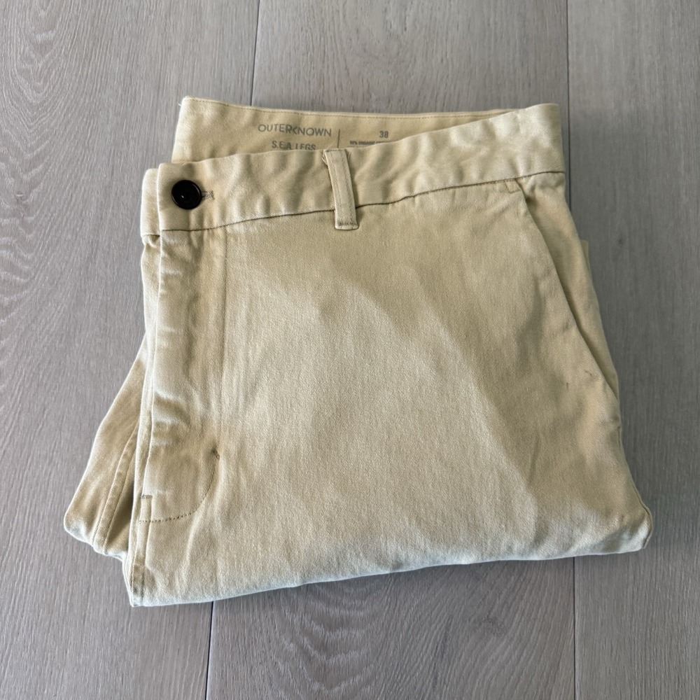 Outerknown Sea Leg Chino Pants Men's Size 38x27 Cotton Beach Beige Khaki
